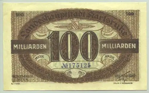 (1028085) Geldschein 100 Milliarden, Karlsruhe 1923 Inflationsgeld