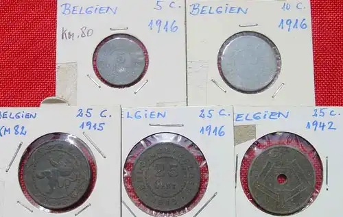 (1031015) Kleine Partie von 11 Muenzen Belgien aus der Zeit 1915-1946