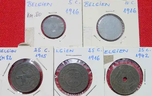 () Kleine Partie von 11 Muenzen Belgien aus der Zeit 1915-1946