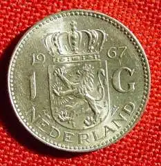 (1038433) Niederlande 1 Gulden 1967 Silbermuenze in TOP Zustand ! Nahezu bankfrisch !