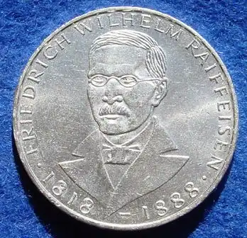 (1043482) 5 DM 1968 - J. Friedrich Wilhelm Raiffeisen. Silber-Gedenkmuenze. Deutschland