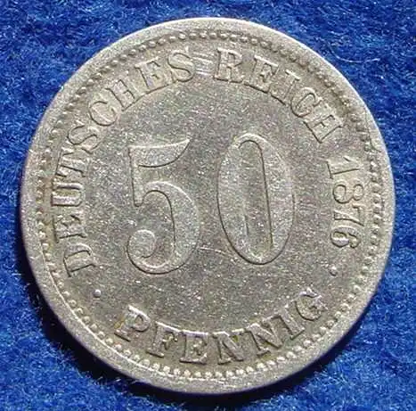 () Kaiserreich Deutsches Reich 50 Silber-Pfennig 1876-D