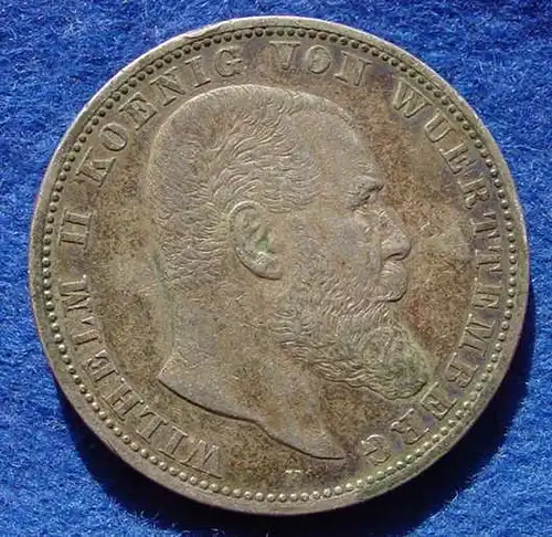 () Deutsches Kaiserreich, Wuerttemberg 5 Mark 1901-F, Reichsmark, schwere Silbermuenze