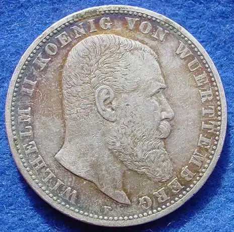 (1045801) Deutsches Kaiserreich, Wuerttemberg 5 Mark 1903-F, Reichsmark, schwere Silbermuenze