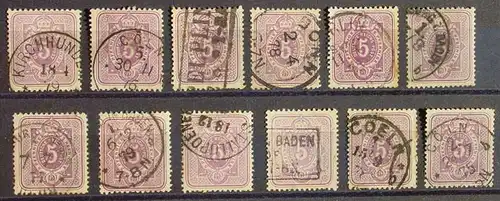 (1045986) Deutsches Reich, kleine Partie 10 gebrauchte Marken je 5 Pfennige, gestempelt, siehe bitte Bild