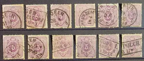 (1045988) Deutsches Reich, kleine Partie 10 gebrauchte Marken je 5 Pfennige, gestempelt, siehe bitte Bild
