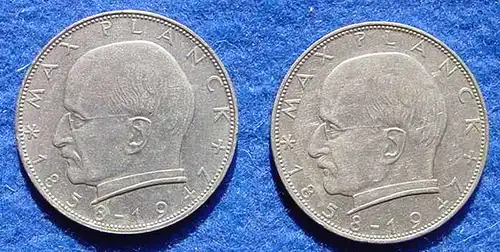 () Max Planck. 2 x 2 DM 1968 - J. Kursmuenzen. Deutschland