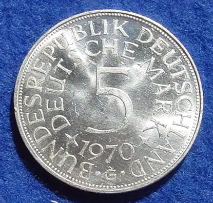 () 5 DM 1970 - G. Kursmuenze. Silbermuenze. Deutschland. TOP Zustand !