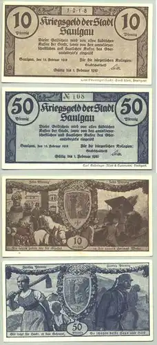 Saulgau, Kriegsgeld 10 + 50 Pfennig 1918 (1028435)