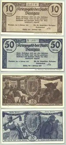 Saulgau, Kriegsgeld 10 + 50 Pfennig 1918 ()