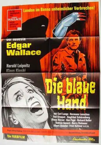 Neu : Versandkosten ab Euro 6,00  /  Plakat. Die blaue Hand () Edgar Wallace. Original-FILMPLAKAT