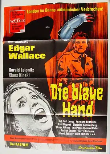 Plakat. Die blaue Hand () Edgar Wallace. Original-FILMPLAKAT