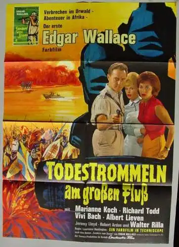 Neu : Versandkosten ab Euro 6,00  /  Plakat. Todestrommel am grossen Fluss () Edgar Wallace. Original-FILMPLAKAT