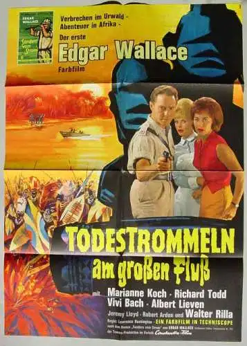 Neu : Versandkosten ab Euro 6,00  /  Plakat. Todestrommel am grossen Fluss () Edgar Wallace. Original-FILMPLAKAT