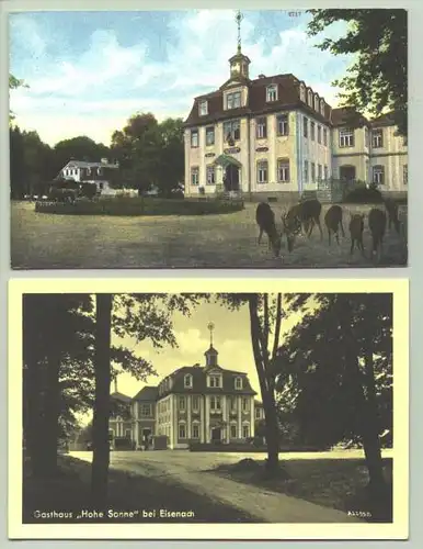 (int : 1025109) 2 Ansichtskarten. Gasthaus 'Zur Sonne' bei Eisenach. PLZ-Bereich pauschal 99817. Postalisch nicht gelaufen, um 1910-1930 ?