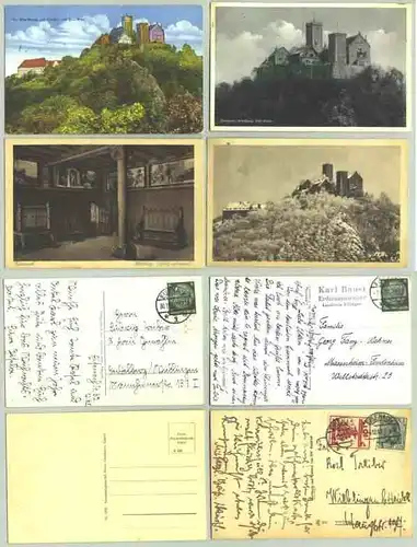 (intern : 1025100)  4 Ansichtskarten mit Motiven von der Wartburg / Eisenach. 3 v. 4 postalisch gelaufen ab 1919. PLZ-Bereich pauschal 99817