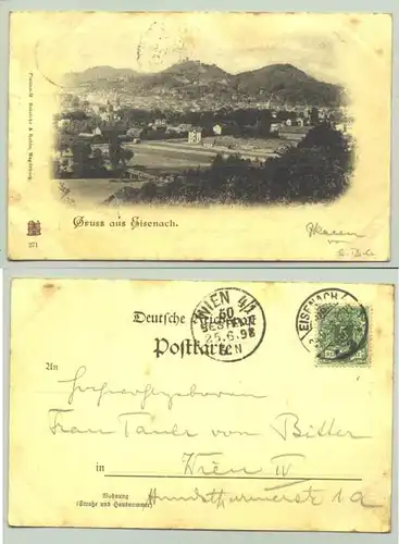 (intern : 1025117)  Ansichtskarte. Eisenach. PLZ-Bereich pauschal 99817. Postalisch gelaufen 1898