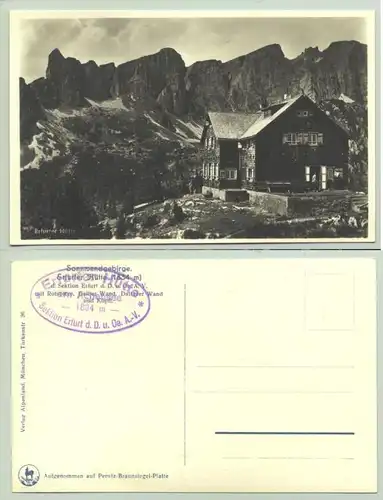 Erfurter Hütte um 1920 (intern : 1025223)  Ansichtskarte. Sonnwendgebirge. Suchwort : budigebirge