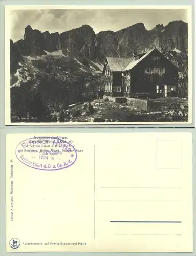 Erfurter Hütte um 1920 (intern : )  Ansichtskarte. Sonnwendgebirge. Suchwort : budigebirge