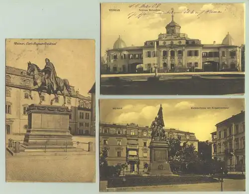 3x Weimar ab 1910 (intern : 1025092) 3 Ansichtskarten. PLZ-Bereich pauschal 99423. Nur 1 x postalisch gelaufen 1910