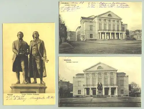 3x Weimar um 1908 (intern : 1025090)   3 Ansichtskarten. PLZ-Bereich pauschal 99423. 1 x beschrieben 1908, 1 x postalisch gelaufen 1910, 1 x unbeschrieben