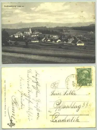 Andreasberg, CS ? 1911 ? () Ansichtskarte. Heute : Tschechische Republik ? Postalisch gelaufen, Stempel undeutlich, etwas fleckig