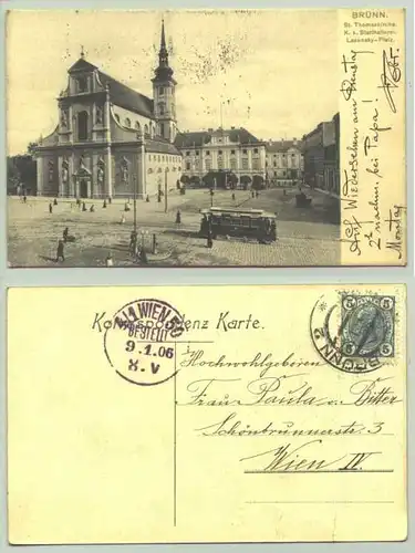 Brünn, CS, 1906 (1027012) Ansichtskarte. Heute : Tschechische Republik. Postalisch gelaufen 1906. Gebrauchsspuren