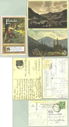 (1027033) 3 Ansichtskarten. (Elbtal, 2 x 'Bund der Deutschen in Boehmen'). Postalisch gelaufen 1938 und ca. 1910-1920. Stempel undeutlich, Marke abgerupft, zum Teil Risse, Knicke, Mängel