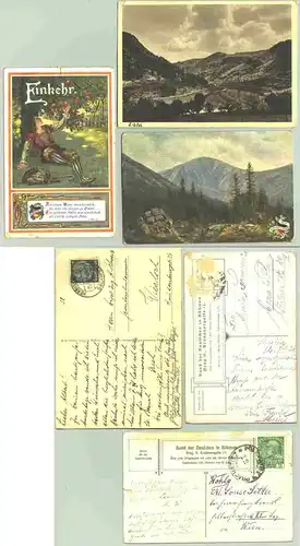 () 3 Ansichtskarten. (Elbtal, 2 x 'Bund der Deutschen in Boehmen'). Postalisch gelaufen 1938 und ca. 1910-1920. Stempel undeutlich, Marke abgerupft, zum Teil Risse, Knicke, Mängel