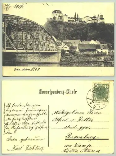 Frain (1027047)   Ansichtskarte. Heute : Tschechische Republik ? Postalisch gelaufen 1907