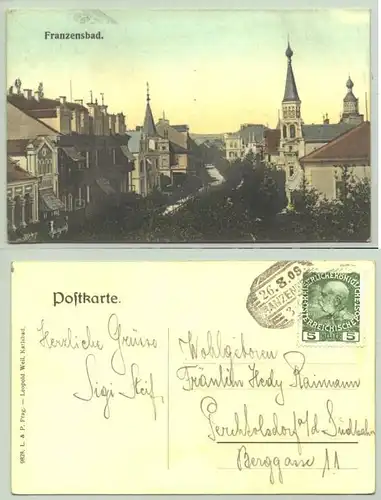 Franzensbad 1909 ()  : Ansichtskarte. Heute : Tschechische Republik. Postalisch gelaufen 1909