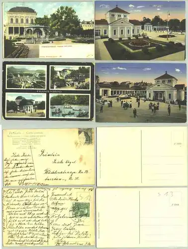 Franzensbad 4 x um 1911 ? (1027051)  4 Ansichtskarten. 2 davon sind postalisch gelaufen, Datum undeutlich. Vermutlich alle um 1911 ?