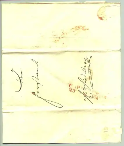 Brief Stempel Carlsruhe 1832 (0080419) Auf 3 Seiten handgeschriebener Brief von 1832. Poststempel in rot : ' CARLSRUHE 23. Nov. 32 '