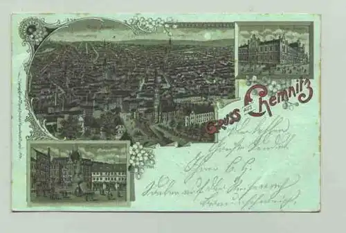 (intern : 09111-011) "Gruss aus Chemnitz" Beschrieben u. postalisch gelaufen mit Marke u. Stempel v. 1900. Kunstanstalt Rosenblatt, Frankfurt / M. PLZ-Bereich pauschal 09111