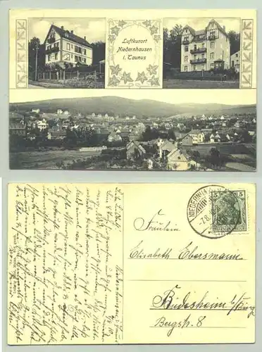 (65 527-011) Ansichtskarte. "Luftkurort Niedernhausen i. Taunus". Postalisch gelaufen 1910. Ludwig Feist, Mainz