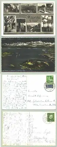 (1021681) 2 Ansichtskarten mit Motiven von der Insel Mainau. 1950-59. PLZ-Bereich pauschal 78465