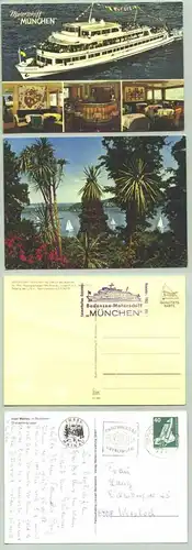 ()  2 Ansichtskarten mit Motiven von der Insel Mainau u. dem Motorschiff 'Muenchen'. PLZ-Bereich pauschal 78465