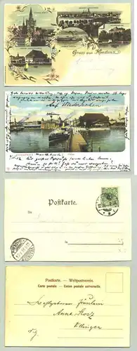 (1021691) 2 x Ansichtskarten. Konstanz 1902 u. 1898 (oder 1893 ?? etwas unleserlich). Die Gruss aus ... Karte ist beschnitten !