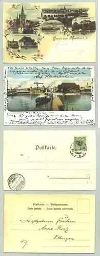 () 2 x Ansichtskarten. Konstanz 1902 u. 1898 (oder 1893 ?? etwas unleserlich). Die Gruss aus ... Karte ist beschnitten !