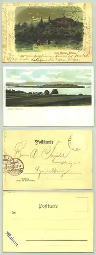 () 2 Ansichtskarten. Insel Mainau. PLZ-Bereich pauschal 78465. Eine AK postalisch gelaufen 1901, aber Marke geloest