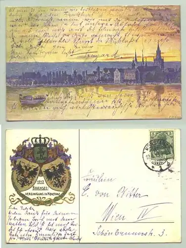 (78465-101) Ansichtskarte. "1913 Bodensee-Vereinigung in Konstanz". Mit Marke u. Stempel v. 12. 6. 1913. Druck von Friedr. Stadler, Konstanz
