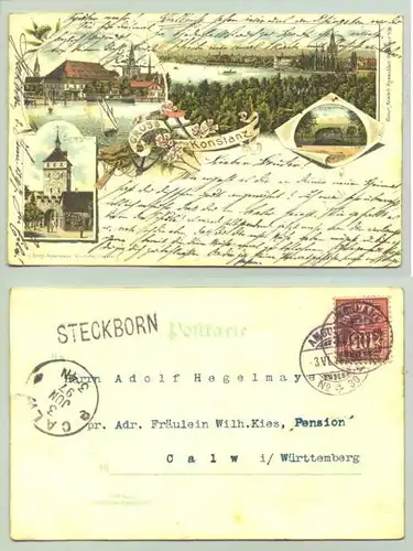 ()  Ansichtskarte. Gruss aus Konstanz. 1897. PLZ-Bereich pauschal 78465