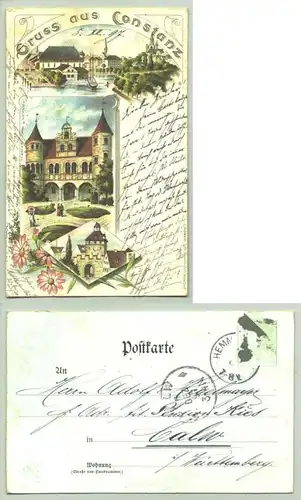 () Ansichtskarte. Gruss aus Constanz. Konstanz 1897. Marke geloest. PLZ-Bereich pauschal 78465