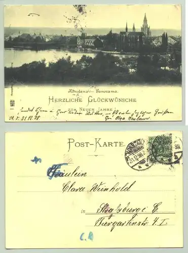 () Ansichtskarte. 1898. Konstanz - Panorama. Herzliche Glueckwuensche zum Neuen Jahre ! PLZ-Bereich pauschal 78465