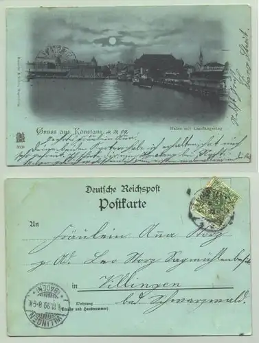 () Konstanz 1899. Ansichtskarte. Mondscheinkarte. PLZ-Bereich pauschal 78465