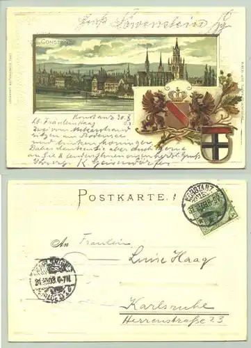 ()   Konstanz 1903. Praegedruck-Ansichtskarte. Constanz. PLZ-Bereich pauschal 78465