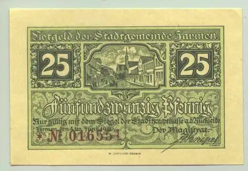 () Jarmen. Notgeld 1920, mit 2 ruecks. Stempeln. Sehr guter Zustand