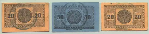 () 3 x Notgeld 1917. Sparkasse der Stadt Marne. 2 x 20 Pf. u. 1 x 50 Pfennig