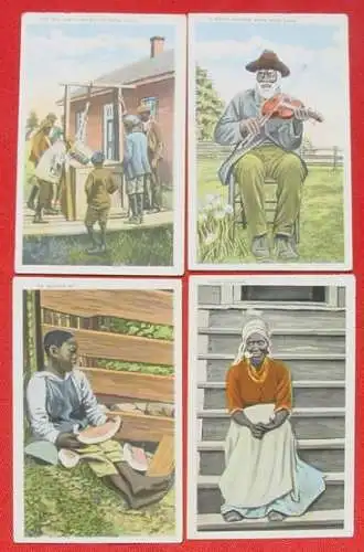 (1032858)  8 Ansichtskarten. Motiv 'Farbige' (Sklaven ?) in den USA. USA, "Nigros" 1930-er Jahre oder frueher