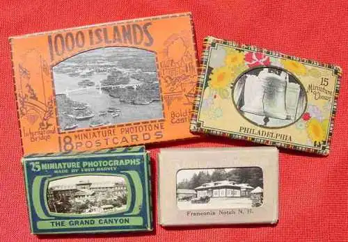 (1032992) Mehr als 100 Miniatur-Fotos aus versch. Gegenden der USA u. 1 Souvenir-Folder Florida. Genaues Alter nicht bekannt. 1930-er Jahre ?